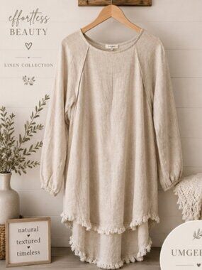 Umgee USA Linen Blend High Low Dress Size Large